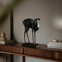 Deer Sculpture with Marble Base Minimalist Deer Statue with Marble Base Contemporary for Homeowners, Office, Bookshelf