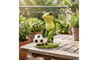 Outdoor Frog Statue with Soccer Ball Resin Frog Statue Cute Decor Whimsical for Gardeners, Garden, Patio, Yard