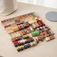 118 Pieces Preschool Building Blocks Smart Playing Construction Stacking Blocks Cognitive Skills Wooden Construction Block for Young Children, Kids