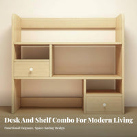 Desk Hutch Space-Saving Countertop shelving unit with Drawer Easy Assembly for Adults