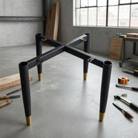 Carbon Steel Cross-Braced Chair Base Tapered Legs Metal Chair Base Frame Mounting Sleeves Furniture Part Support Supports