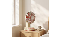 Rechargeable Fan with Vintage Grille Retro Desktop Fan with Control Dial Compact for Bedroom, Dorm Room, Nightstand