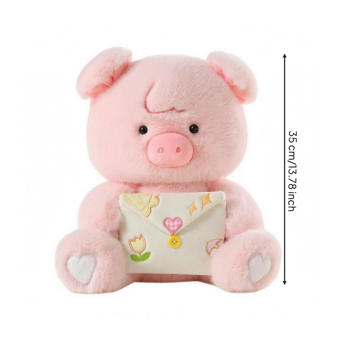 Creature Character Stuffed Heart and Flower Details Stuffed Stuffed Toy Plaything Front Pocket Rounded Body
