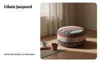 Portable Handle Round Bohemian Pouf Lightweight Design Round Futon Cushion Wear-Resistant Material for Teens, Bay Window, Living Room