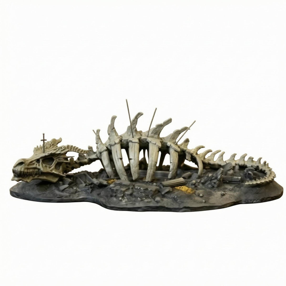 Resin Dragon Skeleton Ornament Sleek Dragon Bone Aquarium Decor Textured Skeleton Aquarium Ornament Long