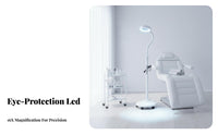 Flicker-Non-Flickering Shadowless Beauty Lamp Wheeled Base Esthetician Rolling Light Dimmable Gooseneck Task Light 16x Magnification for Artists, Dermatologists, Medical Office, Workshop, Crafting, Reading
