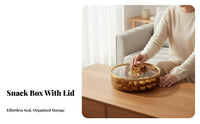 Divided Nut and Fruit Plate Sealed Lid Lidded Snack Tray Light Luxury Design for Living Room, Coffee Table, Festivals
