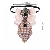 British Design Houndstooth Bow Tie Brooch 2-in-1 Design Pre-Tied Bow Brooch Versatile Textile Bowknot Pin Handmade for Business