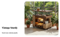 Retro Design Wheeled Accent Table with Adjustable Top Multifunctional Design Lift-Top Rolling Side Table Space-Saving Household Furniture Built-in Storage for Apartment Dwellers, Homeowners, Telecommuting Workers, Living Room, Small Areas, Bedroom