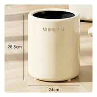 Cylindrical Trash Can Glossy Wastebasket Small Areas for Bathroom, Living Room