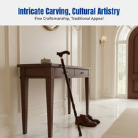 Wooden Walking Cane for Elderly, Sturdy Wood, Anti-Slip, Lightweight, Carved Handle