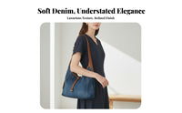 Korean Design Large Capacity Denim Tote Versatile Design Denim Shoulder Bag Lightweight for Commuters, Students, Commuting, Daily Use