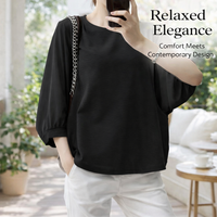 Ladies Casual Tops for Women UK with Loose Fit Design, Short Sleeve Round Neck Blouse for Office Work Clothes, Blend Pullover Shirt