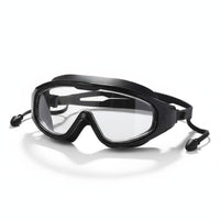 Crystal Clear Lens Swimming Goggles with Earplugs HD Vision Large Frame Swim Goggles Wide Angle View Adult Swim Mask Anti-Fog for Adults
