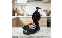 Non-Stick Rotating Waffle Appliance 1400W Rotating Waffle Iron Compact Breakfast Appliance Black for Home Use