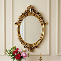 Gold Classical Oval Decorative Wall Mirror with Ornate Pattern