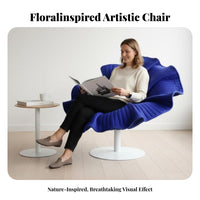 Nordic Inspired blossomsupport rotating Seat Minimalist Aesthetic Upholstered rotating Armchair Artistic Statement Piece Lounge Chair Ergonomic Design for Interior Designers, Homeowners, Hotel Lobby, Showroom, Living Room, Office Reception