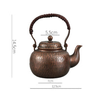 Large Capacity Handmade Copper Teapot Retro Design Stovetop Copper Kettle Thickened Body Kitchen Item Extra Thick for Outdoor, Water Boiling, Campfire