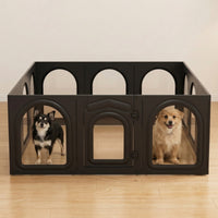 12 Pieces Freestanding Modular Pet Playpen Indoor Pet Fence with Door Clear Small Animal Pen Lightweight for Young Canines, Rabbits, Living Room, Apartment, Bedroom