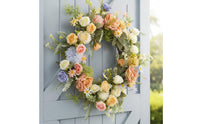 Summer Wreath No Watering Pink Rose Wreath Resistant Front Door Hanger