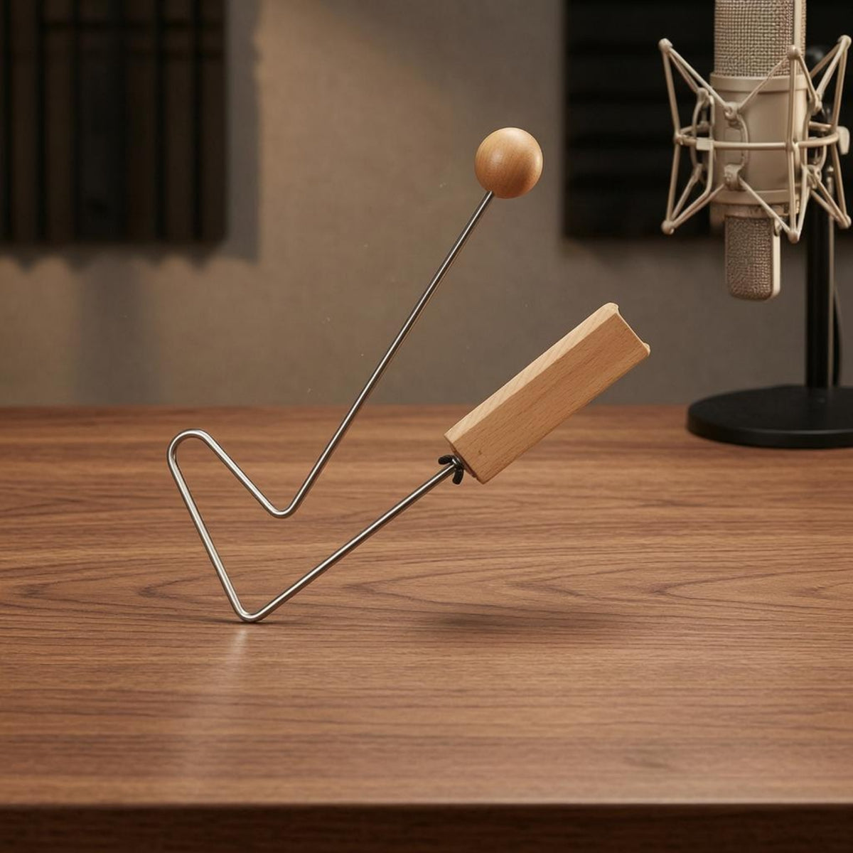Rectangular Wood and Metal Percussion Instrument Round Top Wooden Striking Block Instrument Vibrating Wooden Tone Block Resonant Sound