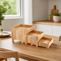 3-Tier Wooden Fruit Display Stand, Retro Cake Stand for Buffet Display, Serving Tray for Dinner Parties, Snack Tray