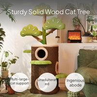 Solid Wood Cat Treehouse Multi-Function Cat Condo