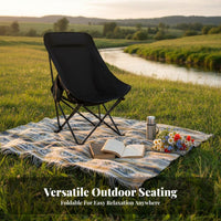 extremely lightweight Highrear Moon Chair Collapsible Frame Highrear spinepacking Chair sturdy Construction Portable Seating Includes Carry Bag for Campers, outdoor mealkers, Camping, Fishing, outdoor meals, Hiking