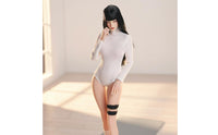1/6 Scale Female Figure Outfit Black and White Female Figure Jumpsuit Set 12 Inch Doll Apparel Fastener Jacket Toy Accessory