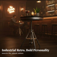 Sturdy Construction Wrought Iron Table and Chair Wear-Resistant Industrial Design Dining Set High-Temperature Baked Paint Industrial Dining Set Rust-Proof for Homeowners, Apartment Dwellers, Couples, Milk Tea Shop, Small Eatery, Reception Area