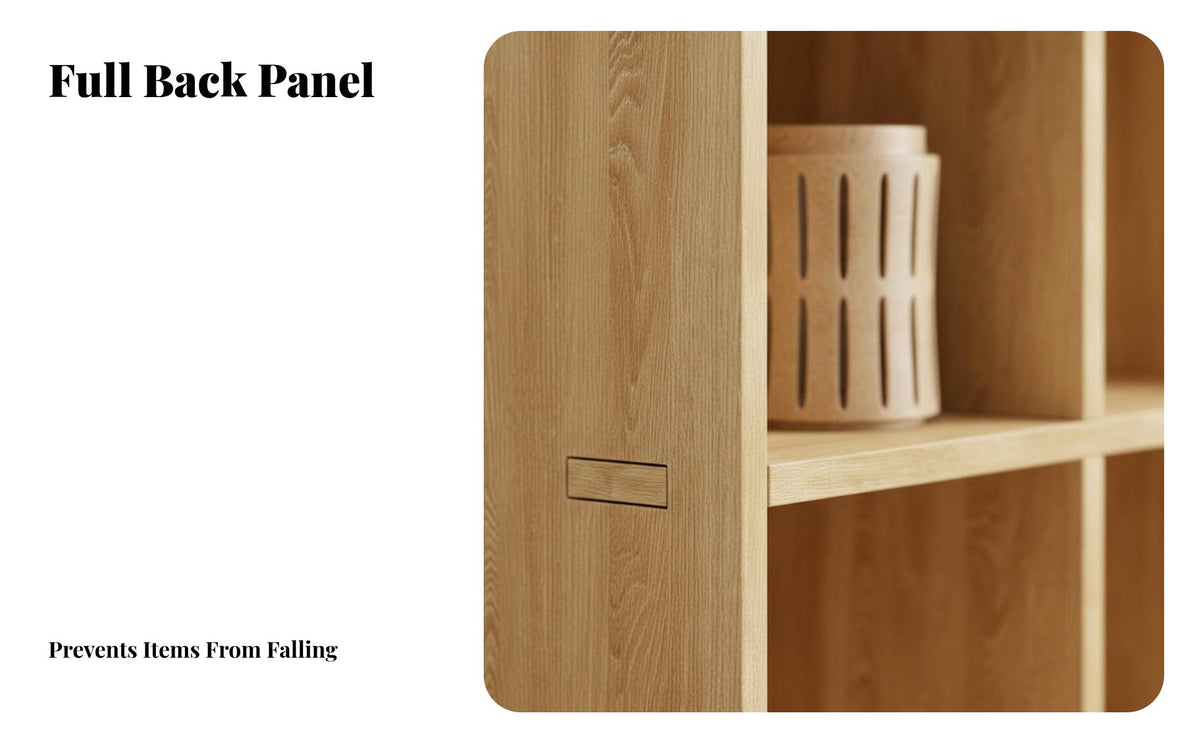 Large Capacity Solid Wood Bookcase Versatile Use Solid Wood Bookshelf Accessible Design Wooden Grid Shelf Strong Load-Bearing for Children, Homeowners, Kindergarten, Living Room, Playroom, Bedroom