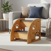 Wooden Pet Stairs Hardwood Wood Dog Steps for Bed Cat Sofa Stairs Easy to Clean Non-Slip Dog Steps Paw Print Cutouts
