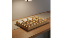 12 Slot Wooden Tray Multi Purpose Wooden Compartment Tray Space Saving 12-Slot Display Box for Desk