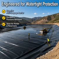 Matte Black Pond Liner for Pond Construction, Flexible HDPE DPM Membrane, Waterproof Geomembrane Sheet