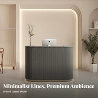Curved Reception Desk Lacquered Finish Modern Cashier Counter Sturdy Construction Commercial Counter Table with Storage for Healthcare Facilities
