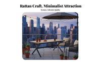 Waterproof Dining Table and Chairs with Umbrella Woven Design Outdoor Dining Group with Umbrella Hole weather-resistant outdoor dining set Sturdy Frame for Homeowners, Families, Restaurant Owners, Garden, Balcony, Backyard, Deck