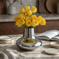 Stainless Steel Vase Shiny Polished Steel Flower Sturdy Table Centerpiece for Housewarming Gift