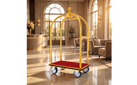 Hotel Luggage Trolley Stainless Steel Hotel Luggage Cart Smooth-Rolling Cart for Attendants, Lobbies