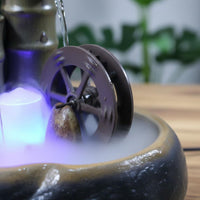 Compact Design Ceramic Water Wheel Fountain Handmade Craftsmanship Feng Shui Wealth Fountain Feng Shui Water Feature for Office, Entryway