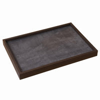 Wood-Grain Jewelry Display Tray Gray Gray Interior Jewelry Tray Rectangular Accessory Storage uncoveredTop