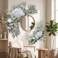 2 Pieces Artificial Wedding Arch Flowers Crescent-Shaped Wedding Arch Floral Swag Hanging Eucalyptus Rose Arrangement Curved
