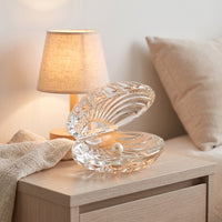 Clam Shell Ornament Reflective Crystal Clam with Pearl Romantic Sculpture for Bookshelf