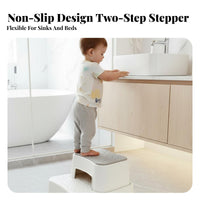 Non-Slip Design 2-Step elevateer for children Wide Steps two-levelHeight Bathroom Stepper Easy to Clean Stepping Stool Sturdy Construction for Toddlers, Parents, Hand Washing, toilet training, Bedroom, Kitchen
