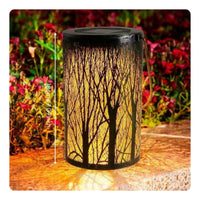 Hollow-out Metal Lantern Automatic On Off Solar Projection Lantern Portable Handle Outdoor Lighting for Camping