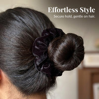 Velvet Scrunchies for Women and Teens, Black Scrunchie Set, High Elastic Ponytail Holders for Bun, Soft Ties, No Damage Accessories