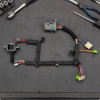 Corrugated Sleeve Solenoid Valve Wiring Harness Assembly Color Coded Terminals Transmission Solenoid Harness Black Plastic Auto Part Mounting Points