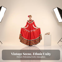 2 Pieces Mexican Folklorico Dress Inclu of S Headpiece Traditional Mexican Dance Costume Rainbow Hem Dance Dress Lively Hues