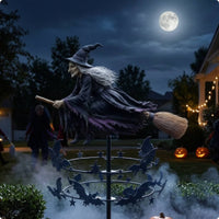 Witch Wind Whirligig Stunning Garden Wind Whirligig with Stake Garden Stake Decoration Double-Tier Yard Art Metal for Patio