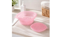 Flexible Collapsible Ice Facial Basin Hexagonal Grid Portable Cold Treatment Basin Loop Handle Foldable Silicone Face Bowl Space-Saving