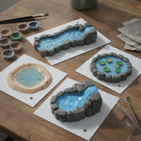 Miniature Lotus Pond and Rockery Landscape Ornaments for Sand Table Decor